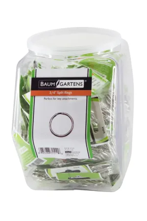 Baumgartens Book Rings 3/4" Hexagonal Tub Display of 72 CHROME (31419)