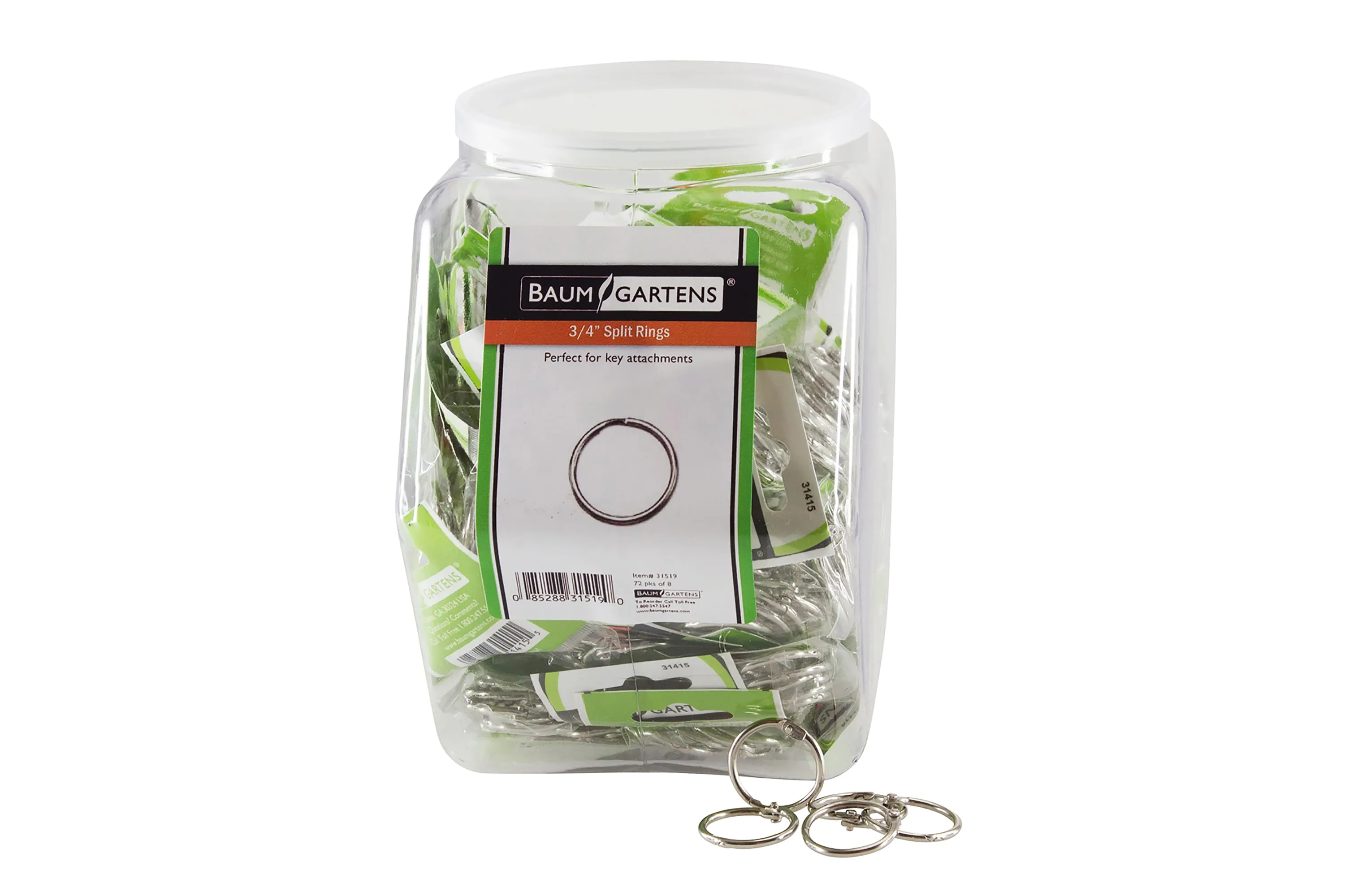 Baumgartens Book Rings 3/4" Hexagonal Tub Display of 72 CHROME (31419)