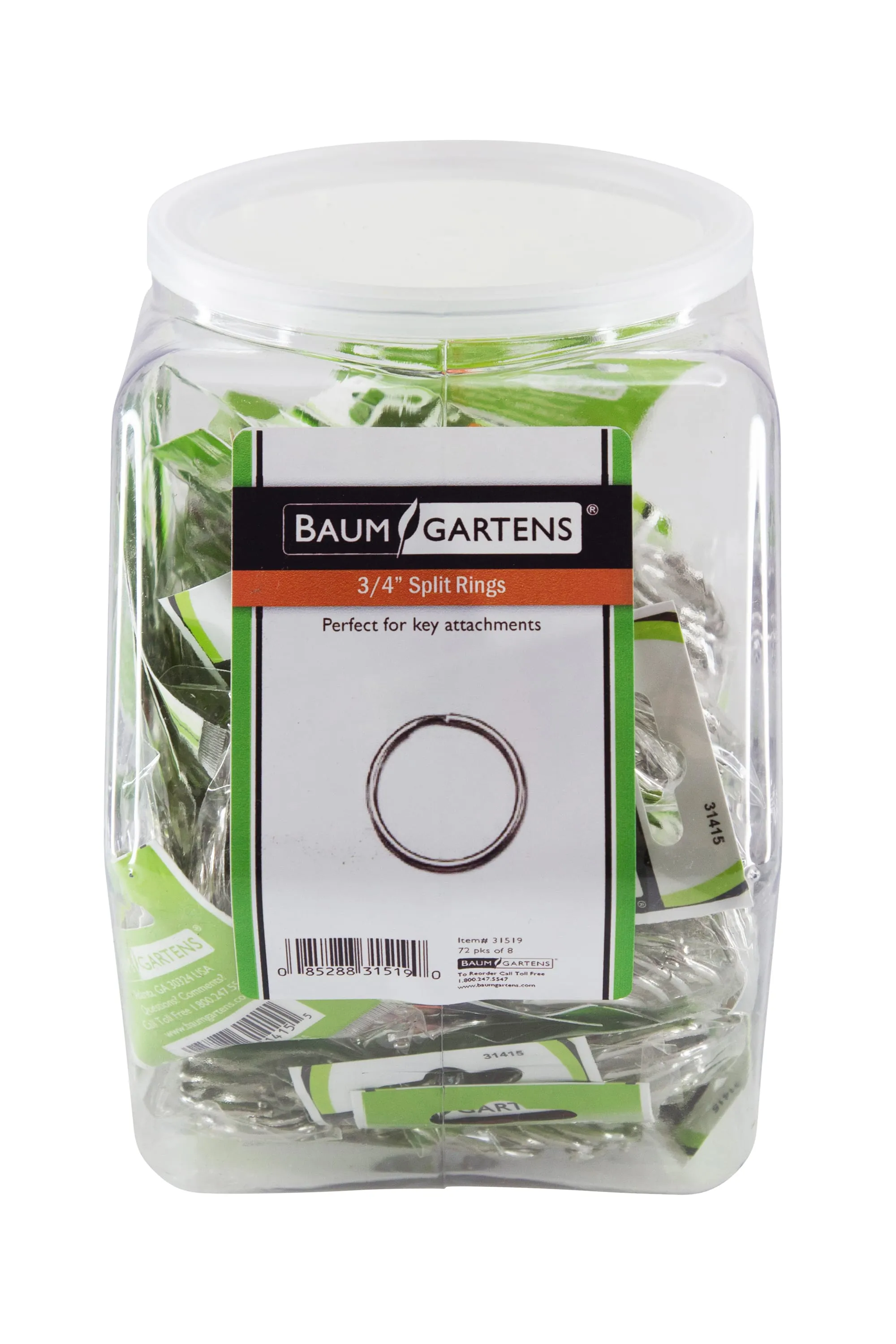Baumgartens Book Rings 3/4" Hexagonal Tub Display of 72 CHROME (31419)