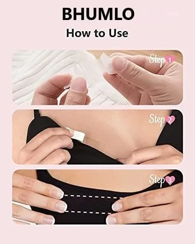 BHUMLO Double-Sided Tape for Fashion, Tape for Clothes, Fabric Tape for Women Clothing and Body, All Day Strength Tape Adhesive, Invisible and Clear Tape for Sensitive Skins (Pack of 2)