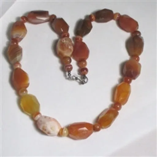 Big Bold African Agate Gemstone Handmade Beaded Necklace