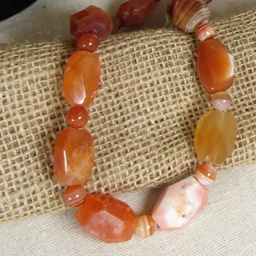 Big Bold African Agate Gemstone Handmade Beaded Necklace