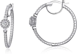 BISAER Gold Hoop Earrings for Women Large 14K White Gold Plated Huggie Earrings Cubic Zirconia Huggie Hoop Earring Cartilage Piercing Earrings Ear Cuff for Women