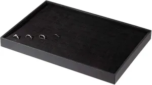 Black Velvet Stackable 100 Slot Ring Inserts Jewelry Tray Showcase Display Organizer Holder Storage Box Case Pad Stackers for Valet Closet, Decorate Vanity Table, Cabinet, College Dorm Drawer