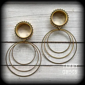 Boho tunnel hoop earrings-Geometric gauged earrings