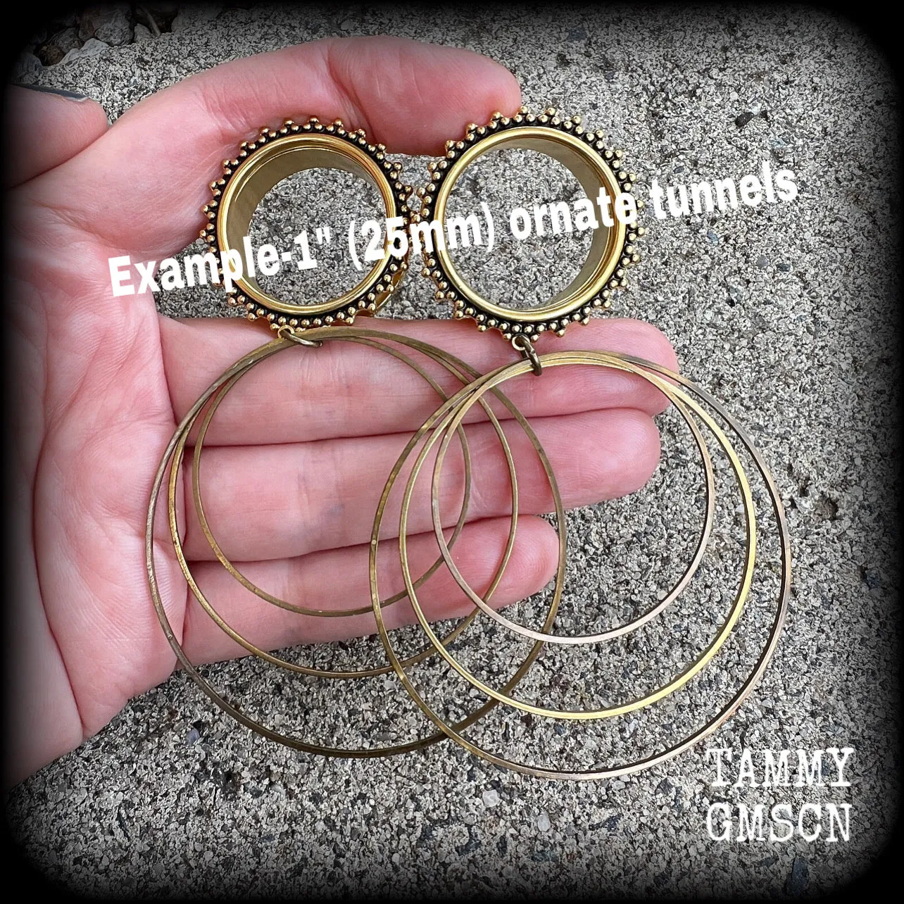 Boho tunnel hoop earrings-Geometric gauged earrings