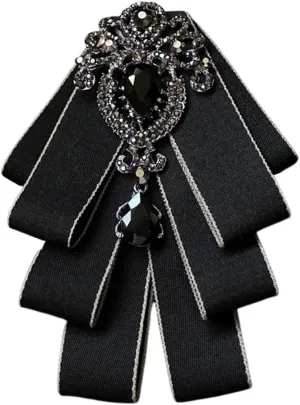 Bowknot Rhinestone Fashion Ribbon Bow Brooch Pre-Tied Bow tie for Men Women Neck Tie Christmas Wedding Party Ceremony