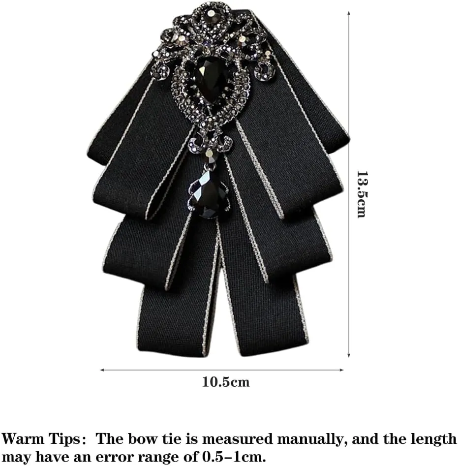 Bowknot Rhinestone Fashion Ribbon Bow Brooch Pre-Tied Bow tie for Men Women Neck Tie Christmas Wedding Party Ceremony