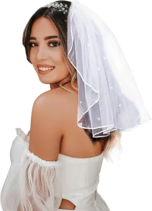 Bridal Wedding Veil Womens Short Wedding Veils Pearl Bridal Veil Bride for Wedding Party
