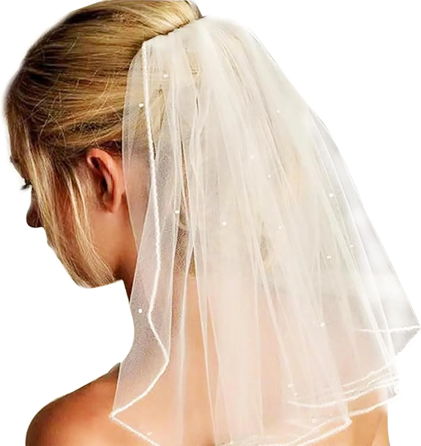 Bridal Wedding Veil Womens Short Wedding Veils Pearl Bridal Veil Bride for Wedding Party