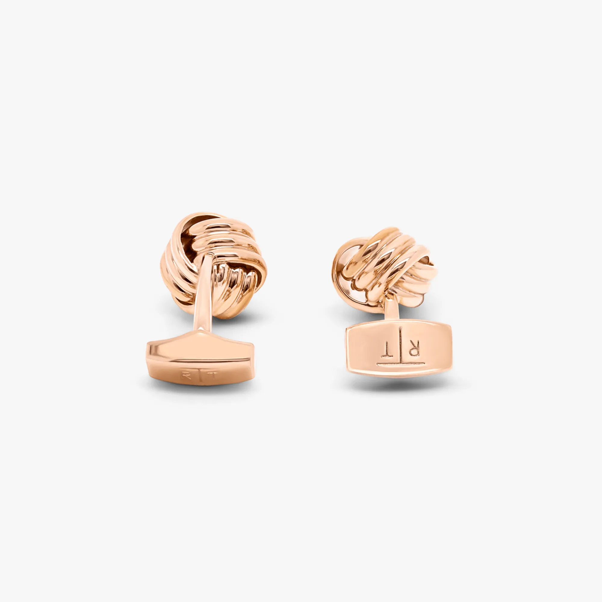 Cable Knot cufflinks in rose gold plated stainless steel
