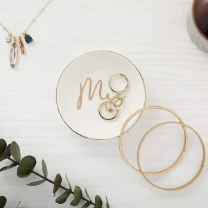 Ceramic Jewelry Trays for Wedding Gift, Trinket Dishes with Mrs and Mr (2 Pack)