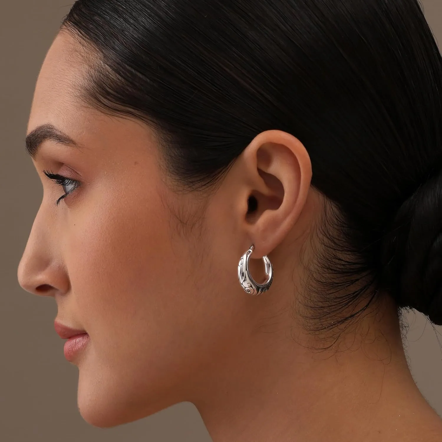 Charmsy 925 Sterling Silver Hoop Earrings | Women's Filigree Hoop Earrings | Openwork Mesh Filigree Cut Earrings | Lightweight Hypoallergenic Vintage Hoop Earrings for Women