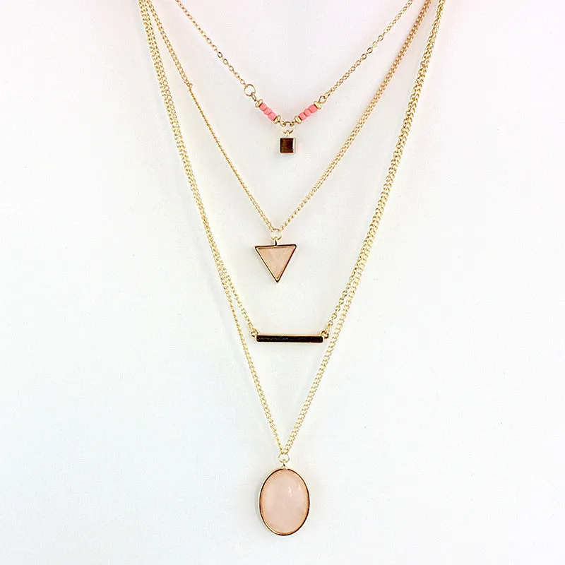 CHOKER Brand Bohemia Body Chain Triangle Necklace Multilayer Turquoise 18K Gold Necklace for Women Boho Summer Jewelry