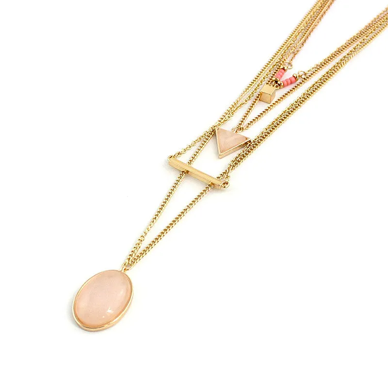 CHOKER Brand Bohemia Body Chain Triangle Necklace Multilayer Turquoise 18K Gold Necklace for Women Boho Summer Jewelry