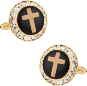 Christian Cross Crystal Cufflinks with Presentation Box