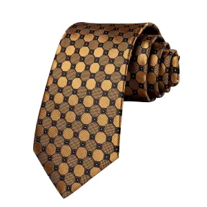 Classy Men Gold Black Octagon Silk Tie