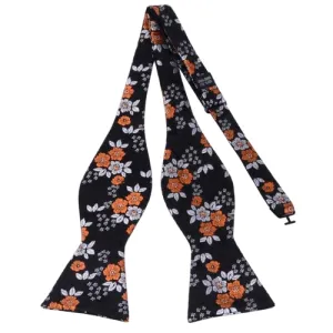 Classy Men Orange Floral Silk Self-Tie Bow Tie