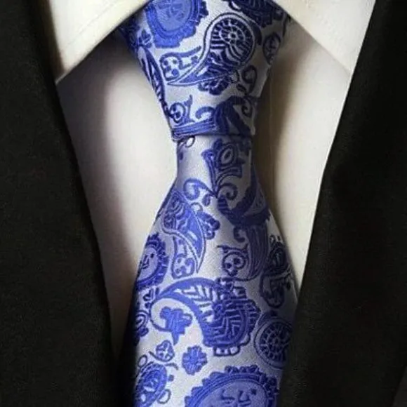 Classy Men Simple Blue Paisley Tie
