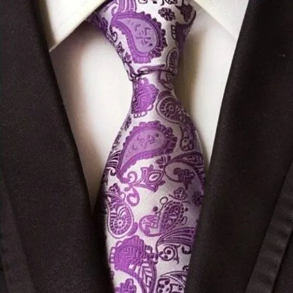 Classy Men Simple Purple Paisley Tie
