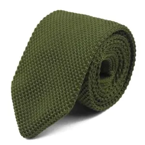 Classy Men Solid Olive Green Knitted Tie