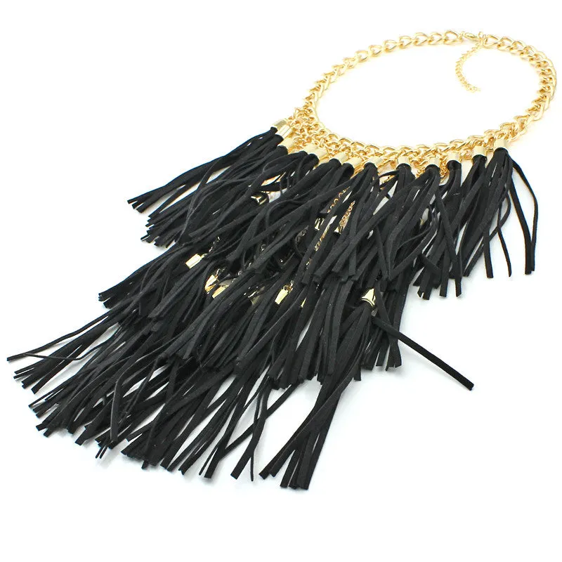 Colorful Handmade Leather Tassel Necklace Fashion Women Jewelry Unique Collar Statement Necklaces & Pendants Accessories