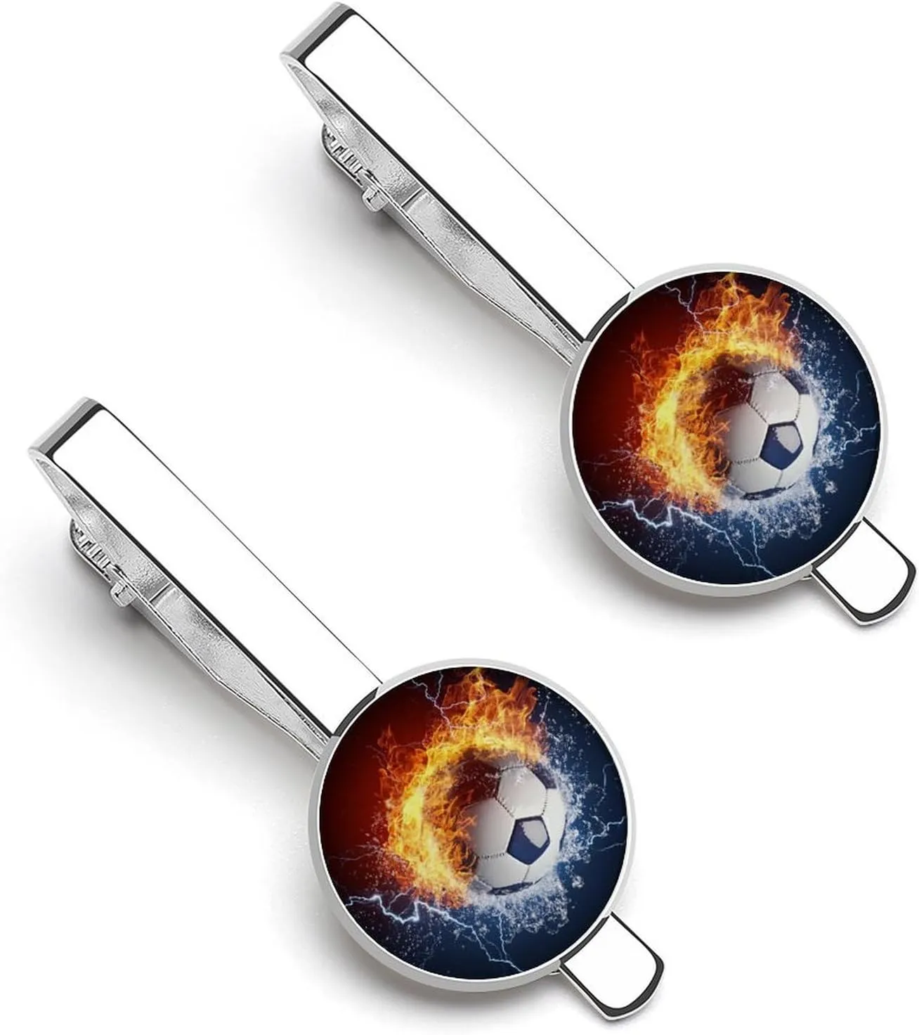 Cool Soccer Ball Men's Tie Clip Tie Bar Round Tie Clasp Classic Tie Tack Pins Jewelry Accessories