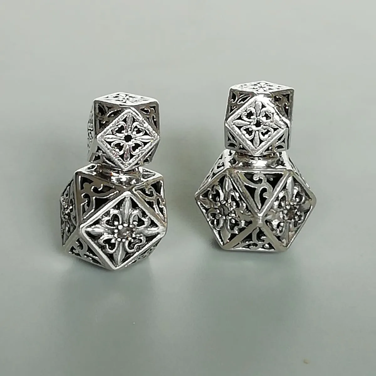 Double sided sterling silver Karen tribe earrings | Filigree cube studs | Double studs | Ethnic jewelry | E1112