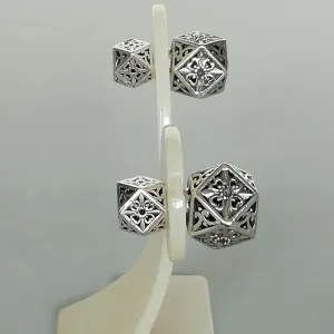 Double sided sterling silver Karen tribe earrings | Filigree cube studs | Double studs | Ethnic jewelry | E1112