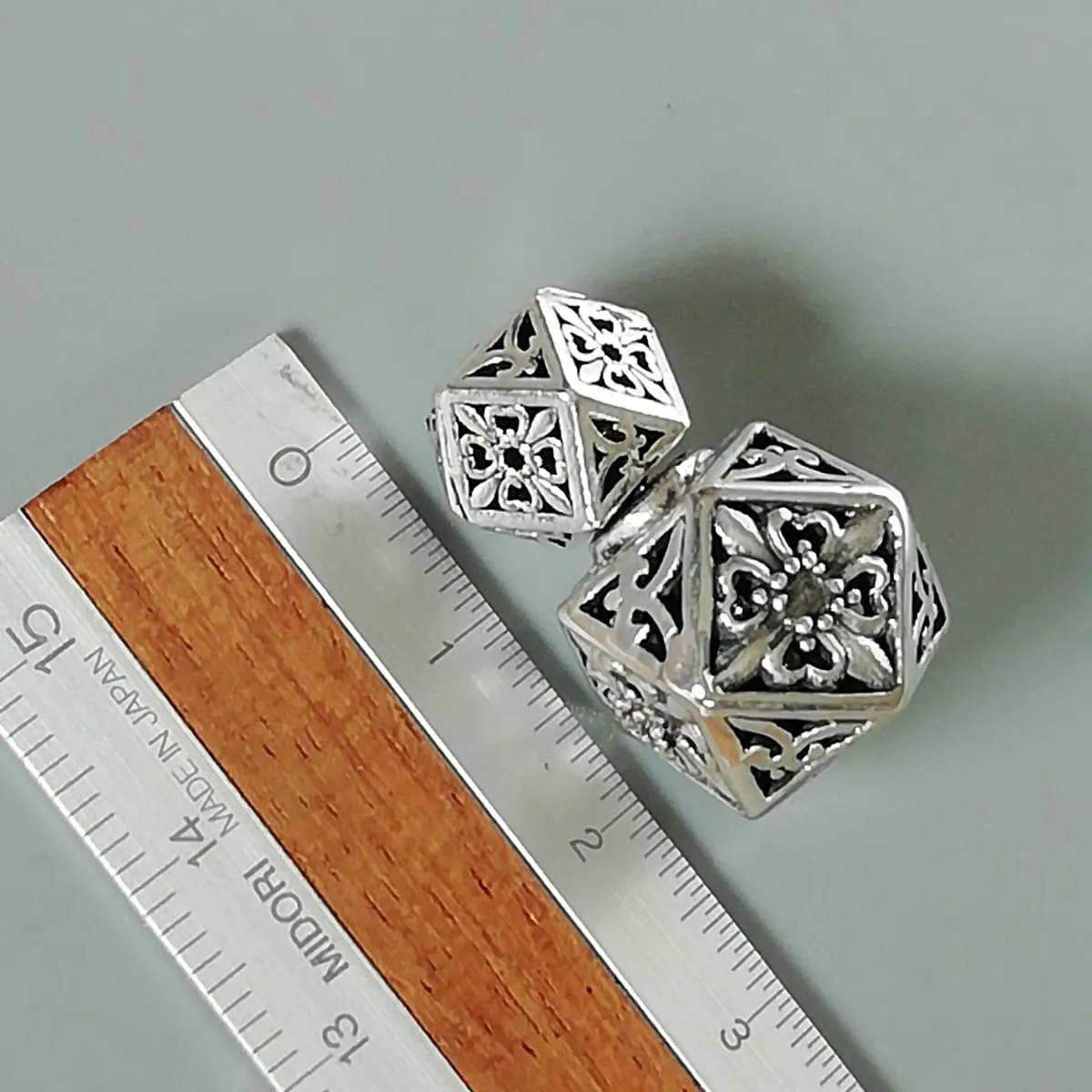 Double sided sterling silver Karen tribe earrings | Filigree cube studs | Double studs | Ethnic jewelry | E1112