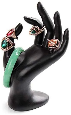 Electomania Resin Jewellery Display Stand Ring Holder Hand Shape Jwellery Stand - 17X11Cm (Black)