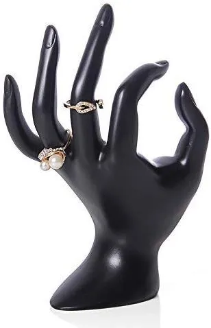 Electomania Resin Jewellery Display Stand Ring Holder Hand Shape Jwellery Stand - 17X11Cm (Black)