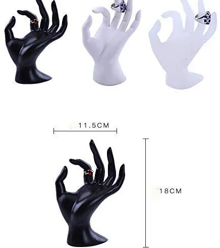 Electomania Resin Jewellery Display Stand Ring Holder Hand Shape Jwellery Stand - 17X11Cm (Black)