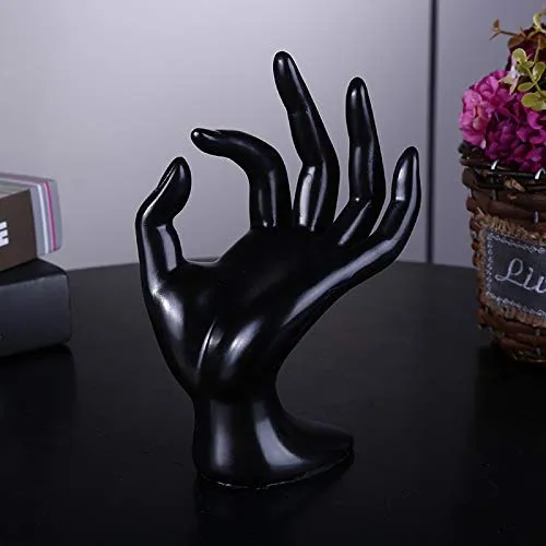 Electomania Resin Jewellery Display Stand Ring Holder Hand Shape Jwellery Stand - 17X11Cm (Black)