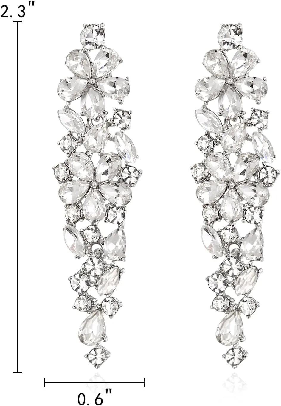 EleQueen Sparkle Marquise Rhinestone Crystal Statement Dangle Earrings for Women, Art Deco Prom Chandelier Jewelry for Wedding Bridal