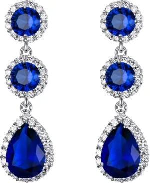 EleQueen Women's Cubic Zirconia Art Deco Beaded Teardrop Bridal Earrings