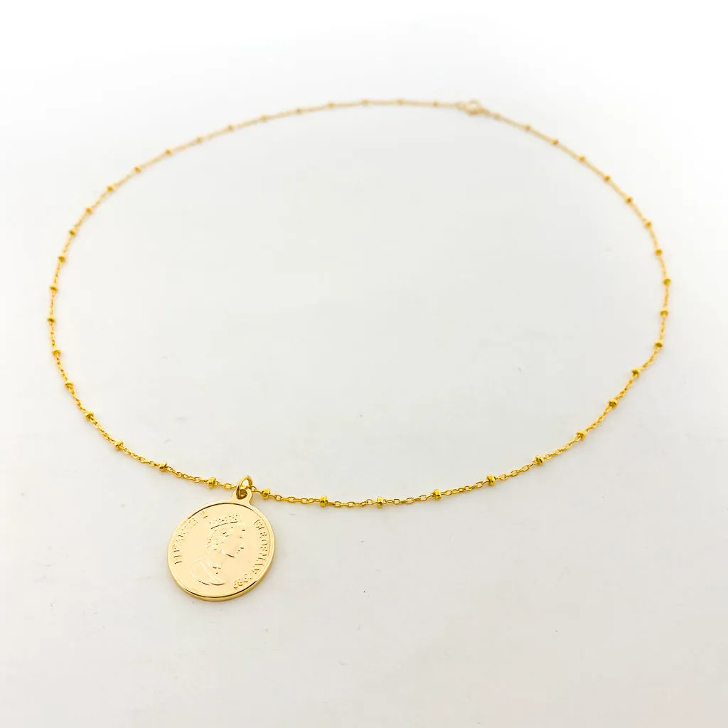 Elizabeth Dos Pesos Coin Necklace | Gold