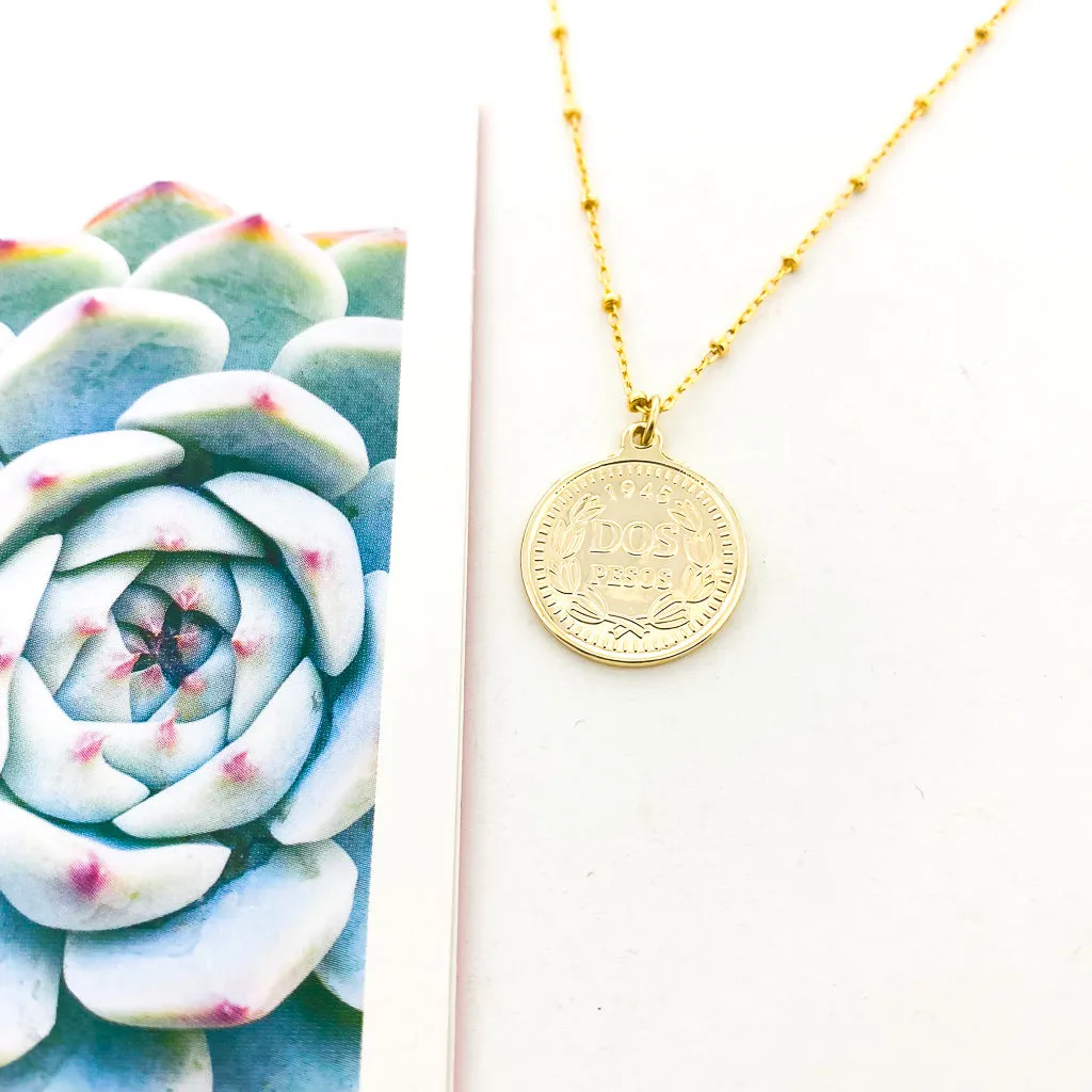Elizabeth Dos Pesos Coin Necklace | Gold