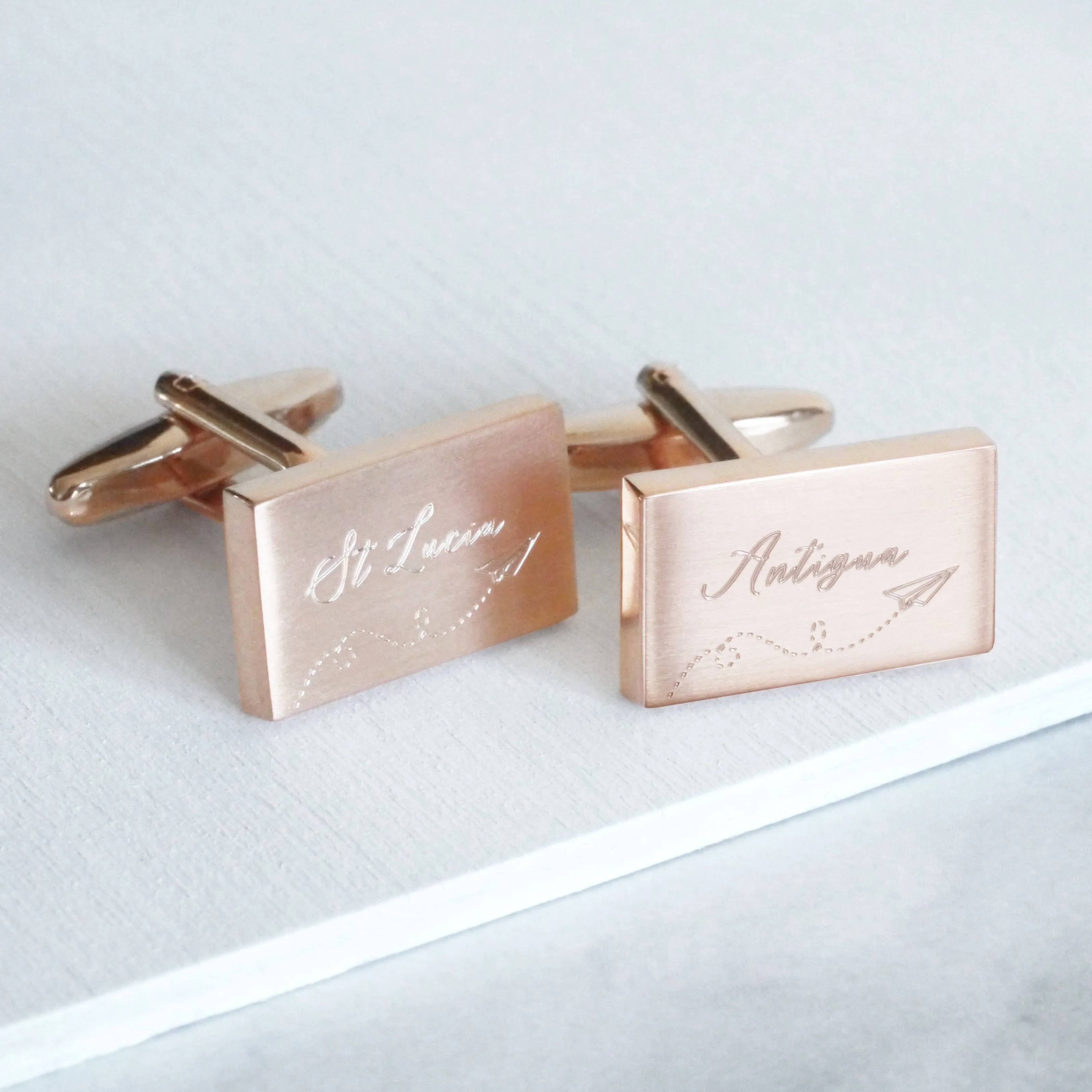 Engraved Paper Plane Destination Cufflinks
