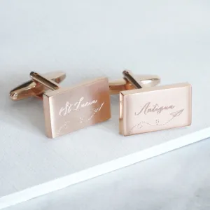 Engraved Paper Plane Destination Cufflinks