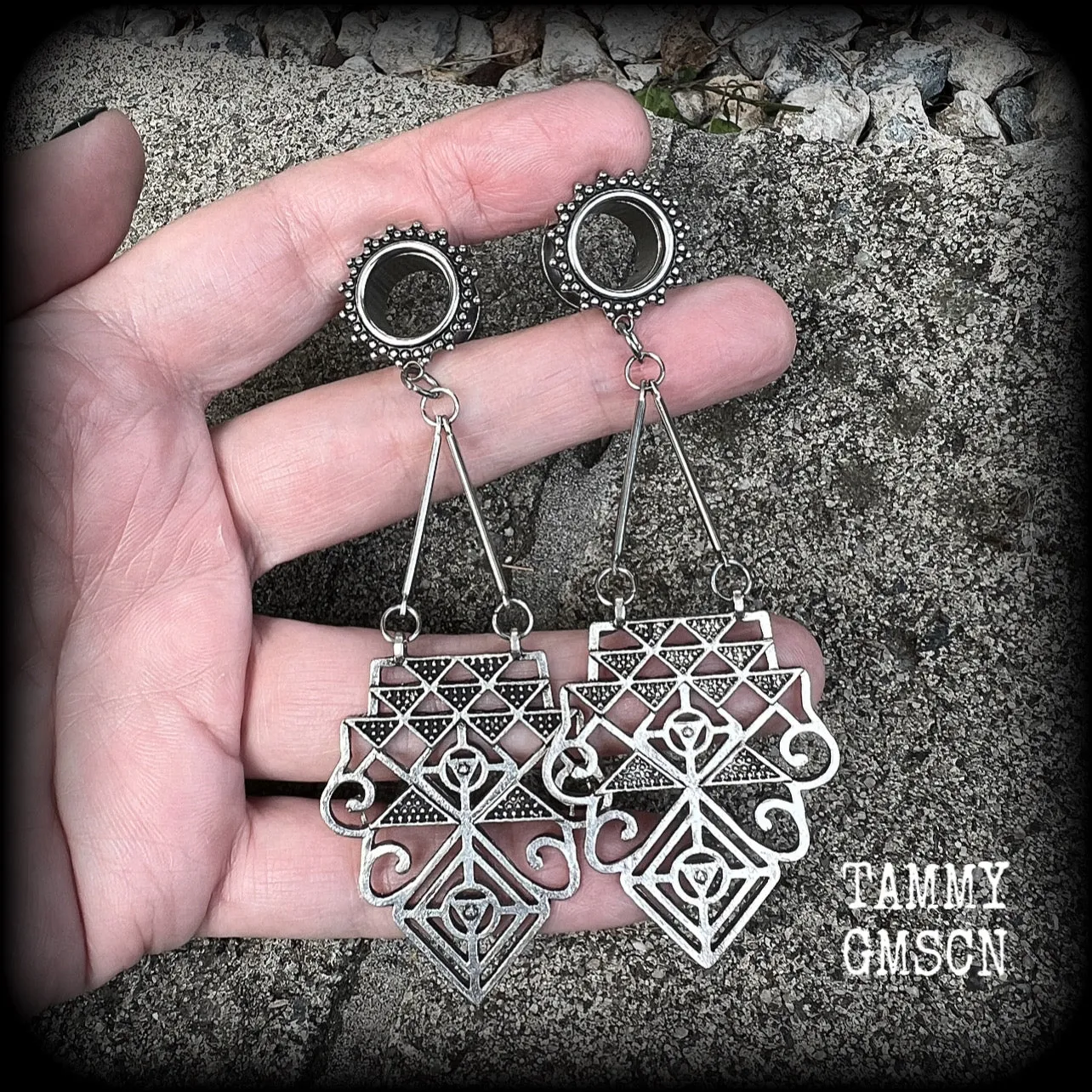 Erzulie tunnel earrings-Veve earrings