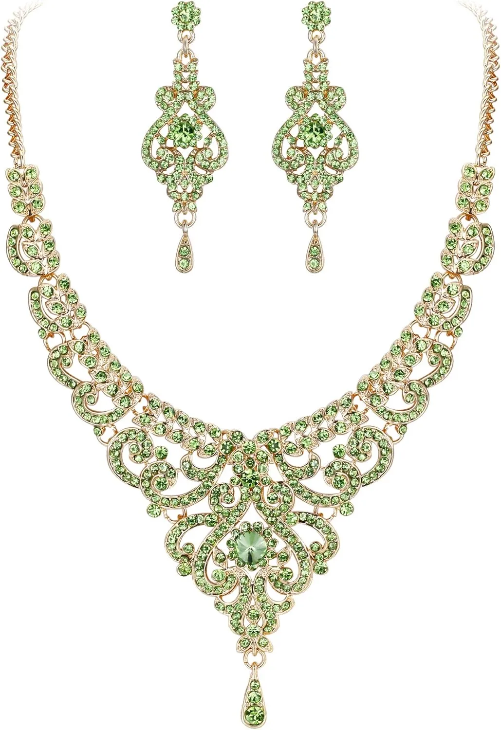 EVER FAITH Women's Austrian Crystal Art Deco Bridal Vase Flower Necklace Earrings Set