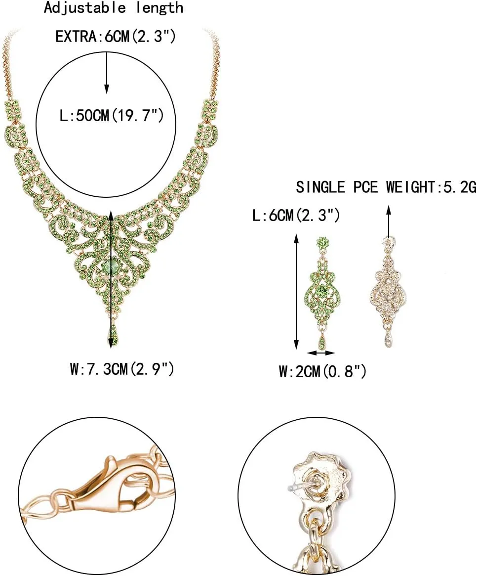 EVER FAITH Women's Austrian Crystal Art Deco Bridal Vase Flower Necklace Earrings Set