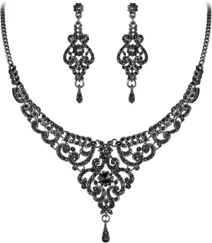 EVER FAITH Women's Austrian Crystal Art Deco Bridal Vase Flower Necklace Earrings Set