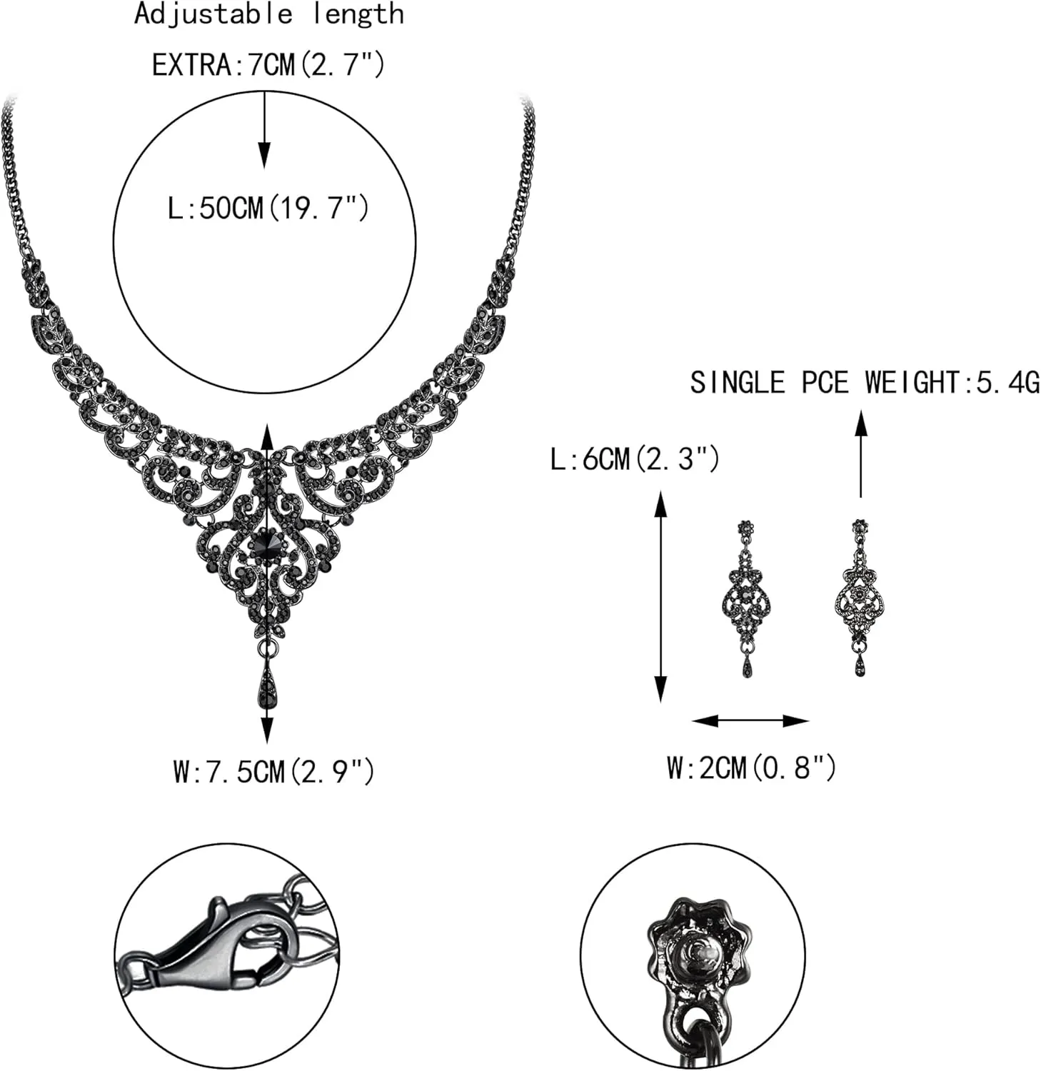 EVER FAITH Women's Austrian Crystal Art Deco Bridal Vase Flower Necklace Earrings Set
