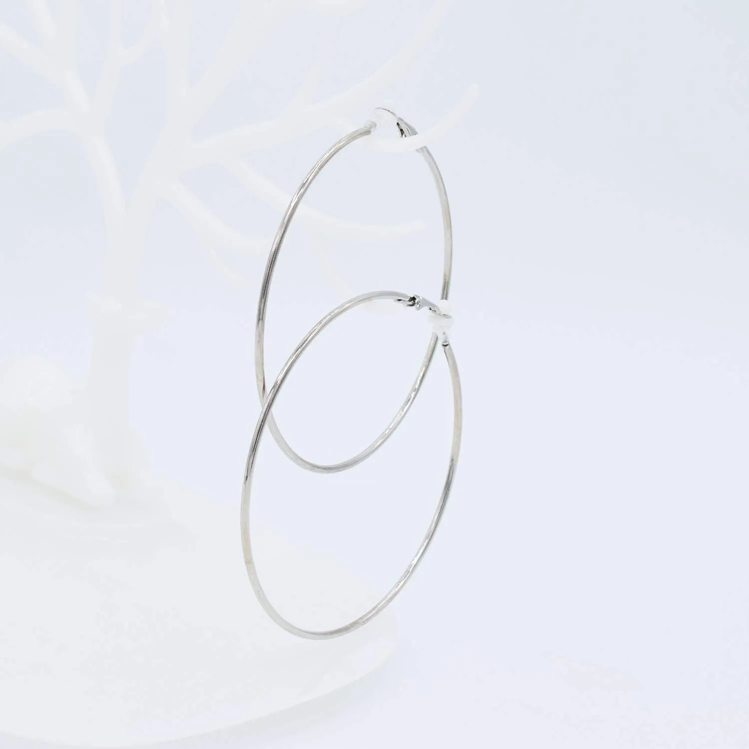 Extra Large Non Pierced Earrings for Women Men - Big Round Circle Clip On Huggie Hoop Earrings Hypoallergenic