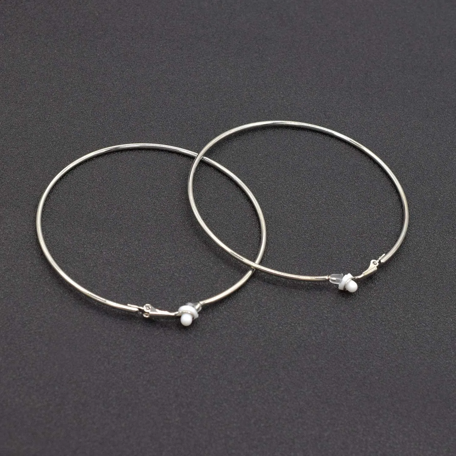 Extra Large Non Pierced Earrings for Women Men - Big Round Circle Clip On Huggie Hoop Earrings Hypoallergenic