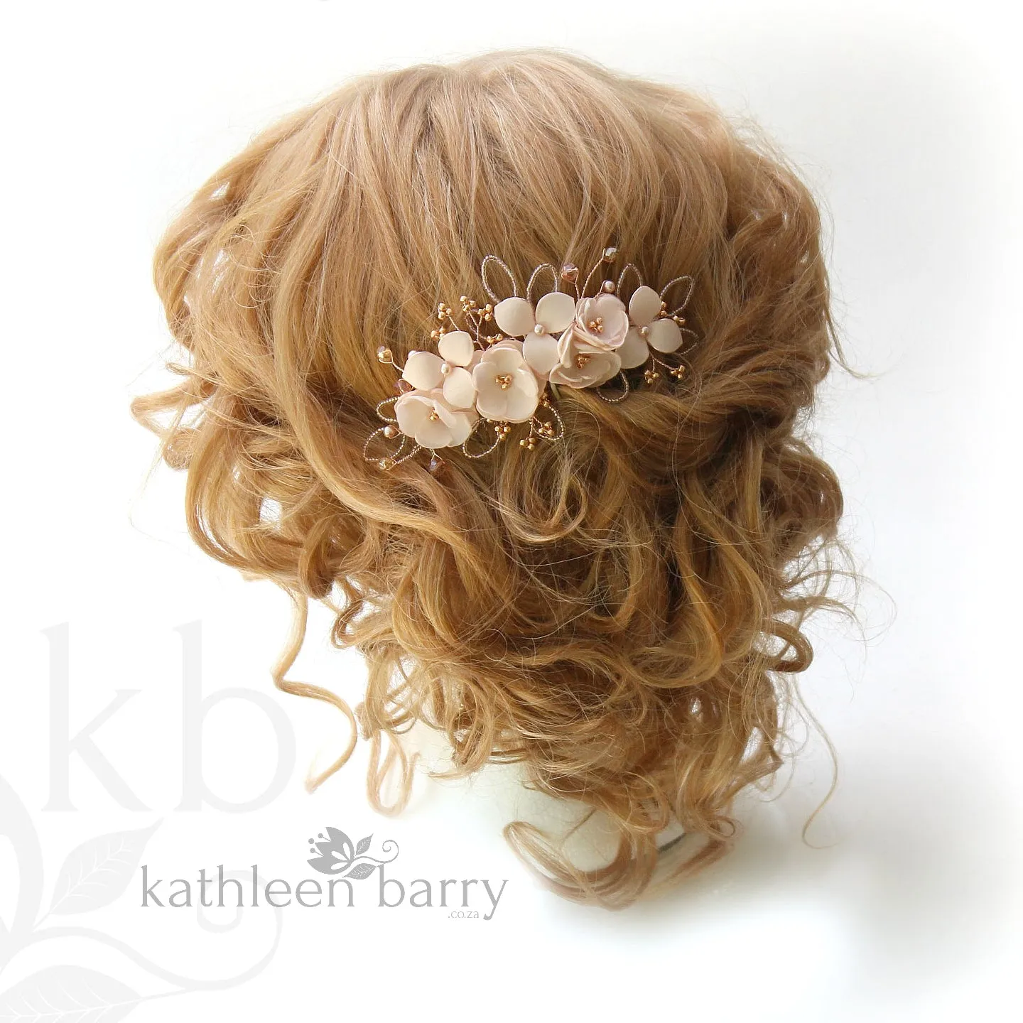 Flower wedding Hair Comb hairpiece  - veil comb - Rose gold, gold or silver - flower colors oprions available