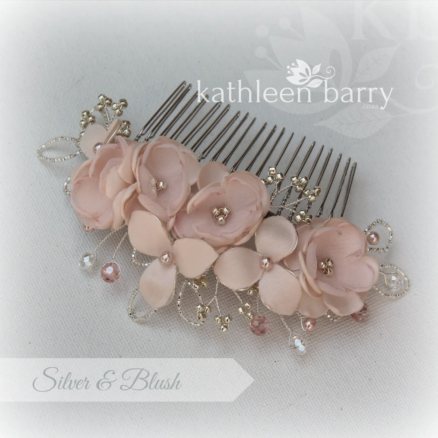 Flower wedding Hair Comb hairpiece  - veil comb - Rose gold, gold or silver - flower colors oprions available
