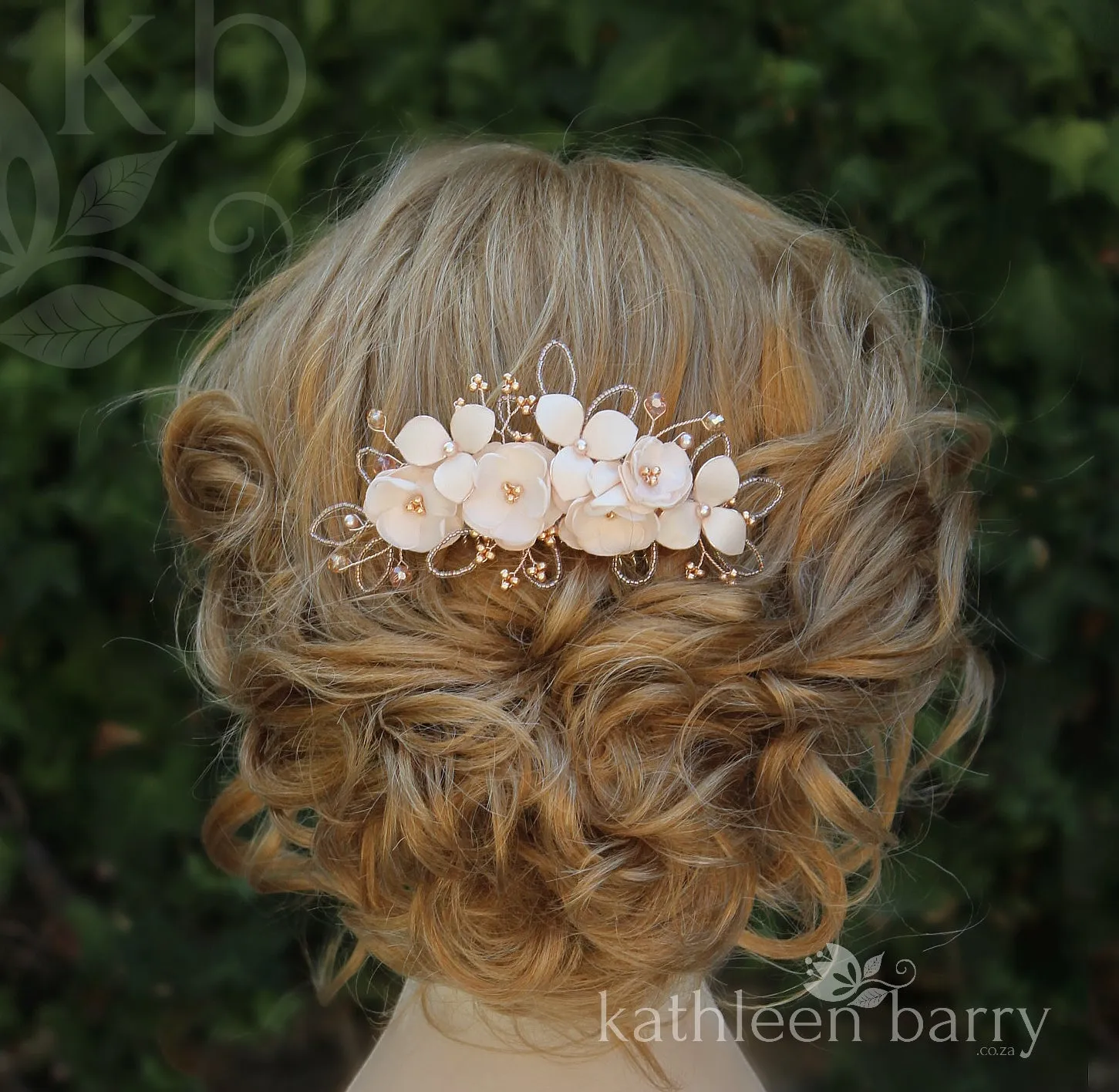 Flower wedding Hair Comb hairpiece  - veil comb - Rose gold, gold or silver - flower colors oprions available